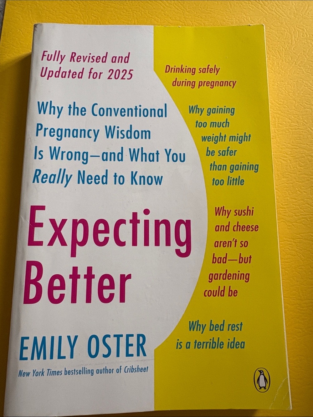 Expecting Better by Emily Oster — Yellow & White Cover